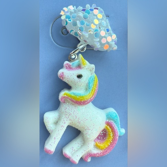 Claire's Glitter Unicorn & Cloud Earrings - Pink, Blue, Yellow - Picture 5 of 9